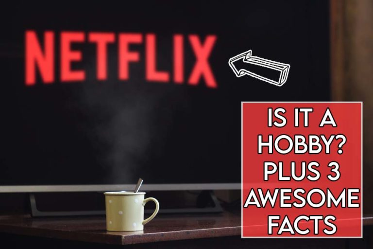 This image features the article title asking whether netflix is a hobby or not and features an evocative image of netflix on a television
