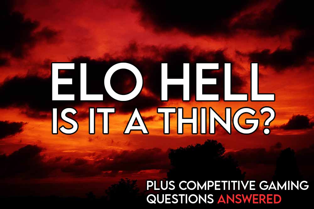 this image features the relevant article title discussing elo hell and an evocative image of a hell-like landscape