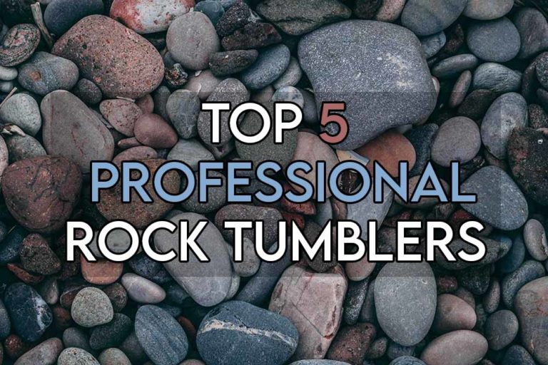 This image features the relevant article title about the best professional rock tumblers and also includes an evocative image of smoothed down stones from tumbling