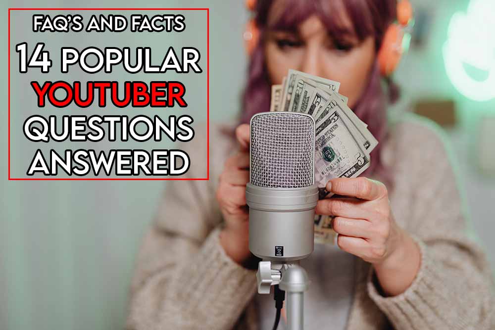 this image features the relevant article title about answering popular youtuber questions and it also features an evocative image of a person recording a video for youtube