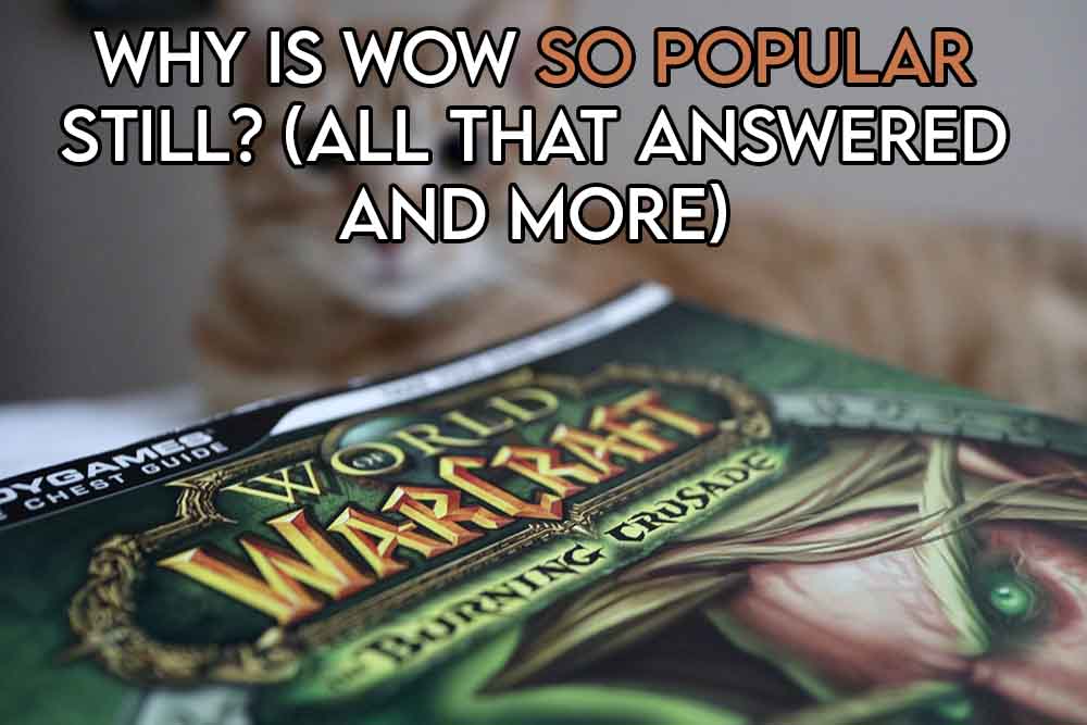 This image features the relevant title asking why world of warcraft is still so popular and also includes an evocative image of the wow game box