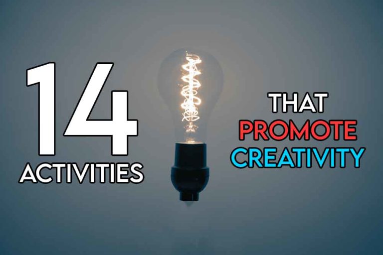 This image features the relevant article title discussing activities that promote creativity and also features an evocative image of a lightbulb that is synonymous with a genius moment or being creative