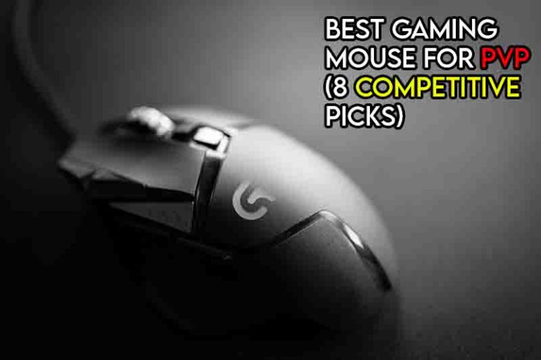 this image features the relevant article title discussing the best gaming mouse options for pvp and also features an evocative image of a gaming mouse
