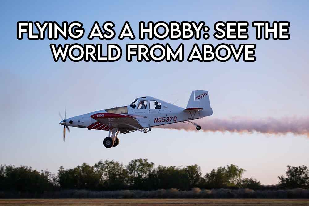 this image features the relevant article title discussing flying as a hobby and also shows an evocative image of a trainer and a practicing pilot in a light aircraft