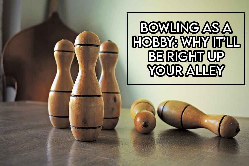 this image features the relevant article title discussing bowling as a hobby and shows an evocative image of some bowling pins being knocked down