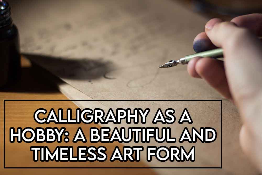 this image features the relevant article title discussing calligraphy as a hobby and also shows an evocative image of a calligrapher writing beautiful handwriting