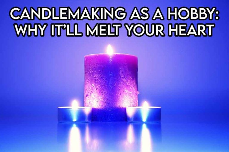this image features the relevant article title discussing candlemaking as a hobby and features an evocative image of some colorful candles