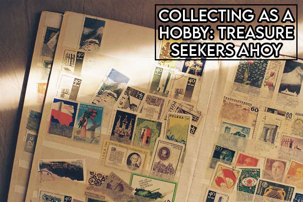this image features the relevant article title discussing collecting as a hobby and also shows an evocative image of a stamp collection