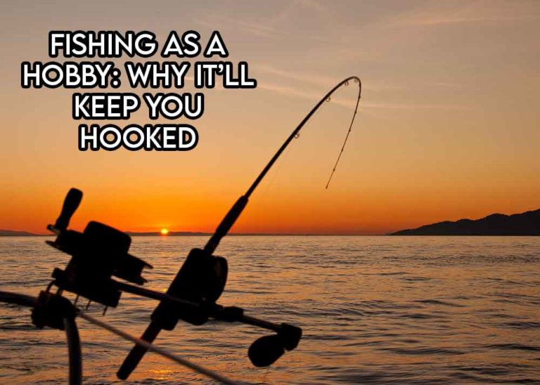 this image features the relevant article title discussing fishing as a hobby and also shows an evocative image of a fishing rod