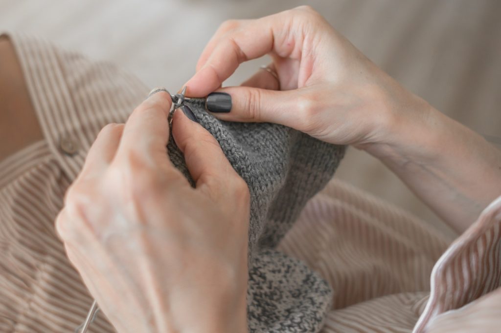woman knitting hobby